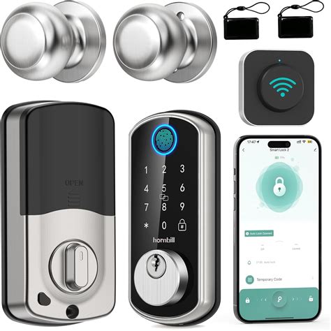 Smart WiFi Door Lock Set: Hornbill Silver Keyless Entry Door Lock