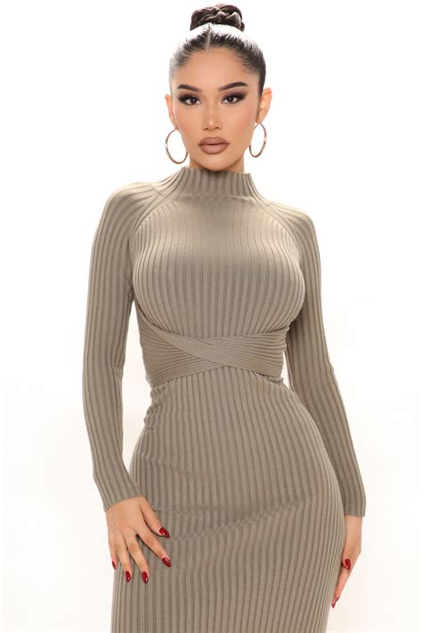 Brooklyn Way Sweater Mini Dress Olive Fashion Nova