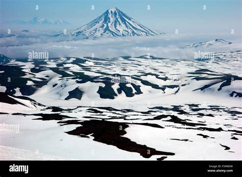 Beautiful View Of Vilyuchinsky Volcano And Koryaksky And Avacha