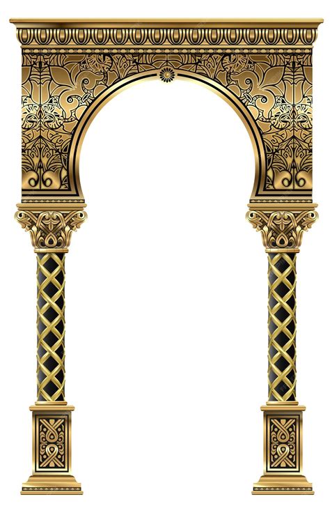 Premium Vector Golden Luxury Classic Arch Portal With Columns