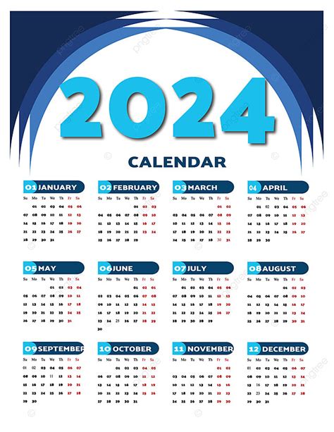 Diseño De Calendario 2024 Vector Descarga gratuita de plantilla en Pngtree