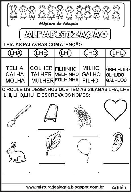 ATIVIDADES DE ALFABETIZAÇÃO DAS SÍLABAS COMPLEXAS Mistura de Alegria