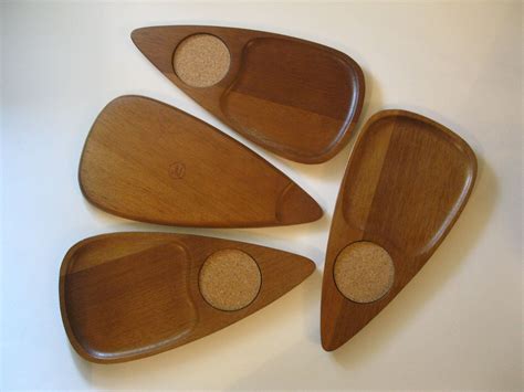 Vintage Teak Snack Trays Set Of 4 Snack Tray Old Things Madera