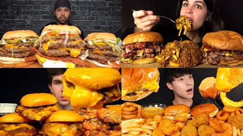 Asmr Burgers Mukbang Compilation 3 Fast Food Asmr Satisfying Eating Sounds Youtube