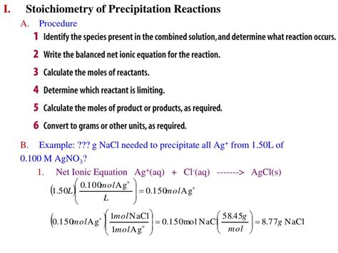 Precipitation Reaction Equations