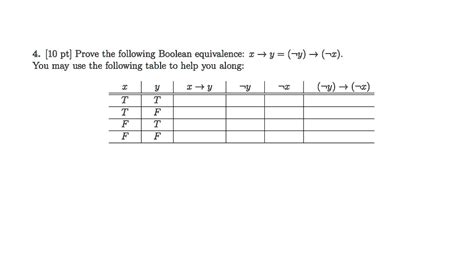 Solved 10 Pt Prove The Following Boolean Equivalence € Y Y