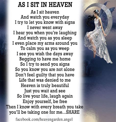 As I Sit In Heaven Heavens Garden Memorial Poems I Miss My Mom