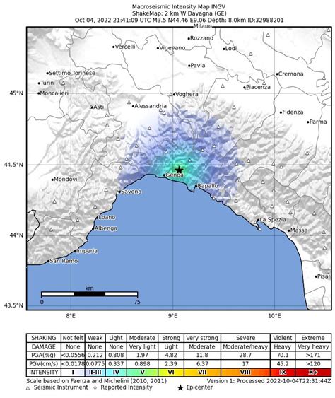 Terremoto 2 Km SW Bargagli GE Magnitudo Mw 3 3 4 Ottobre 2022 Ore