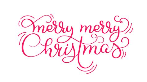 Red Merry Merry Christmas Vintage Calligraphy Lettering Vector Text