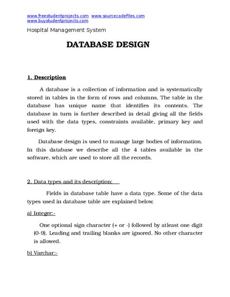 (DOC) Hospital Management System DATABASE DESIGN