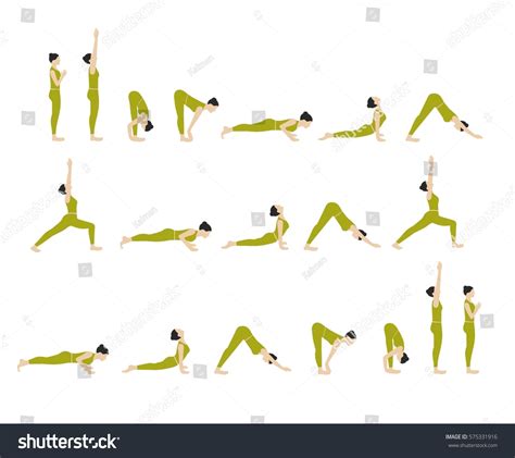 Vector Illustration Yoga Postures Sun Salutation Stock Vector Royalty