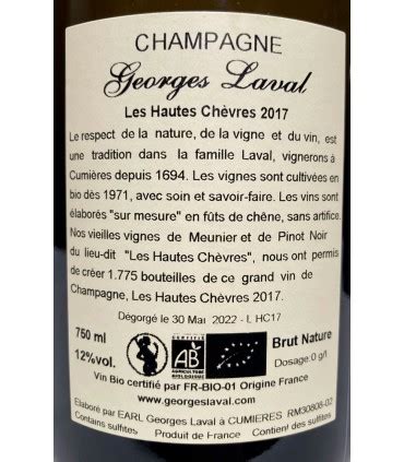 Champagne Brut Nature Les Hautes Chèvres Cumières 1er Cru 2017