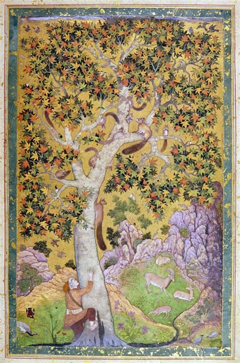 India: Squirrels, C1615. /Na Family Of Squirrels In A Chinar Tree. Painting By Abu'L Hasan In ...