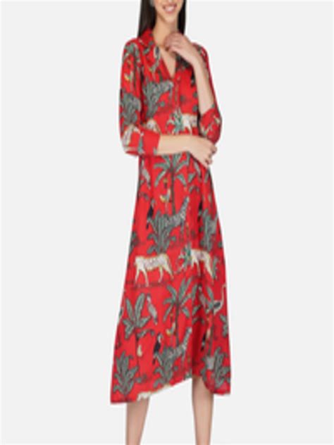 Buy Kalini Conversational Printed Pure Cotton A Line Midi Dress