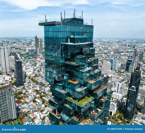 Aerial View Of King Power Mahanakhon Tower In Sathorn Silom Central