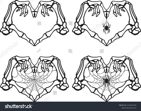 Stylized Skeleton Hands Heart Gesture Halloween Stock Vector (Royalty ...