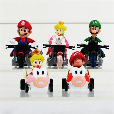 Pcs Set Super Mario Bros Car Kart Pull Back Cars Mario Luigi Peach Pvc