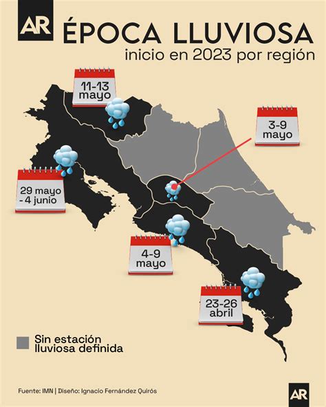 Cuándo iniciará la época lluviosa en cada región de Costa Rica Este