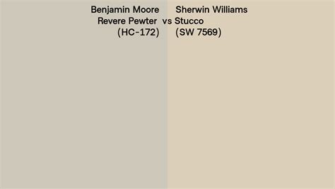 Benjamin Moore Revere Pewter Hc 172 Vs Sherwin Williams Stucco Sw