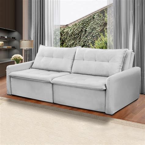 Sofá cama Futon Slim 02 Lugares Cor Cinza Futon Brasil Desconto no