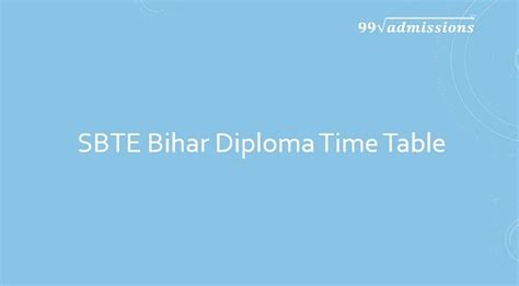 SBTE Bihar Diploma Time Table 2024 1st 3rd 5th Schedule