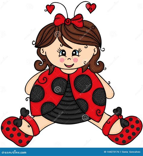 Cute Girl Dressed As A Ladybug Stock Vector Illustration Of Handmade