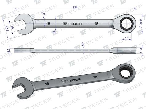 Klucz płasko oczkowy z grzechotką 18 mm TEGER 66001086 Agromex