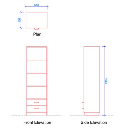 Bookshelf Dimensions And Free Dwg Layak Architect