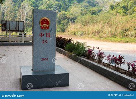 Laos - China Border Marker Between Boten, Luang Namtha Province, Laos ...