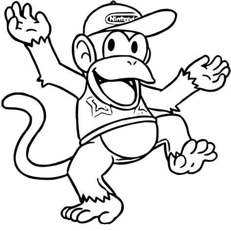 Dibujos De Diddy Kong Divertido Para Colorear Para Colorear Pintar E