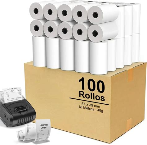 AEGTVA 100 Rollos de Papel Térmico 57 x 39 mm para Xprinter Ticket