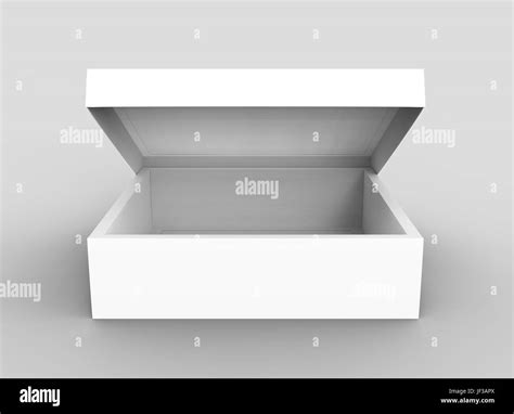 Blank Flat D Rendering Half Open White Square Box And Lid Isolated