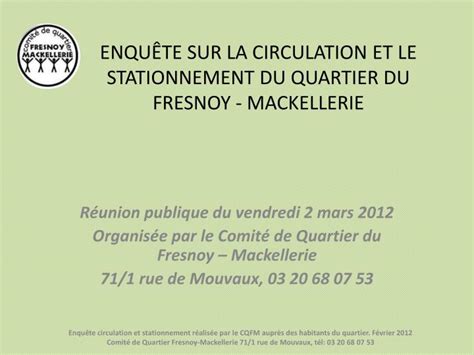 Ppt Enqu Te Sur La Circulation Et Le Stationnement Du Quartier Du