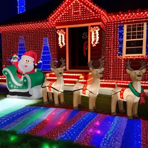 12ft Giant Lighted Christmas Inflatables Santa Claus On