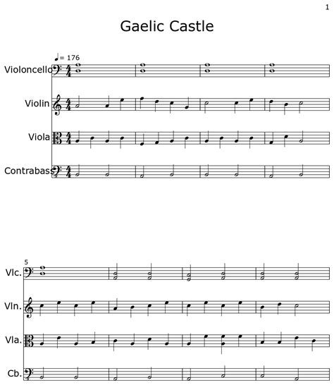 Gaelic Castle Sheet Music For Cello Violin Viola Contrabass