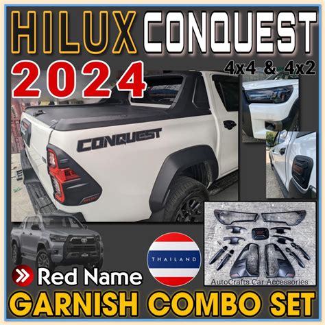 Toyota Hilux Conquest Garnish Combo Set Red Name Thailand Made