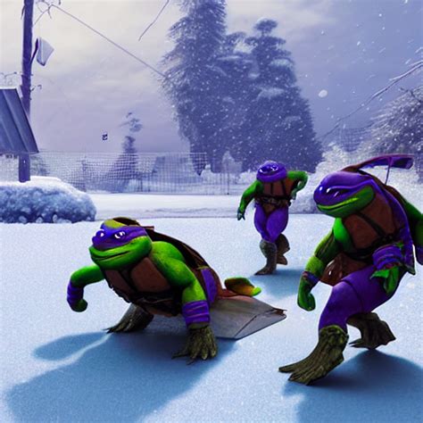 KREA AI The Ninja Turtles Surfing On Snow Digital Art Tr