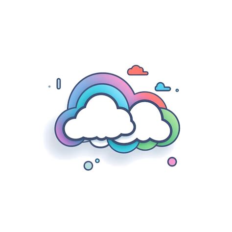 Premium Ai Image Cloud Themed Simple Icon White Background Line Color