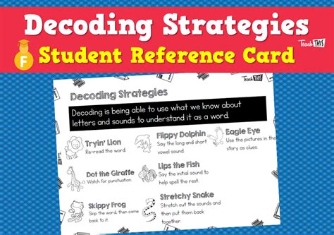 Decoding Strategies Student Reference Card Teacher Resources And