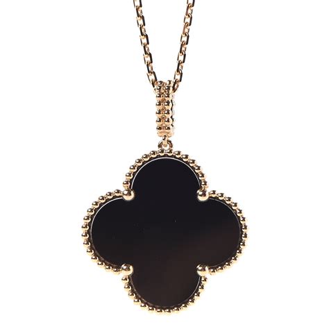 Van Cleef Arpels K Yellow Gold Black Onyx Magic Alhambra Pendant