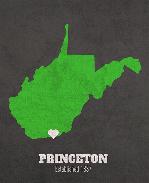 Princeton West Virginia City Map Founded 1837 Marshall University Color