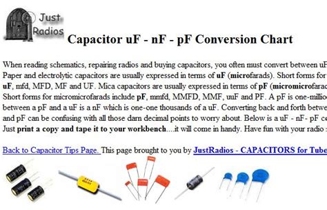 Capacitor Uf Nf Pf Conversion Chart Pdf Pdf Capacitor Off