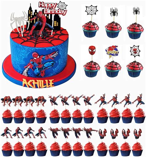 Spiderman Tortendeko 34 Stück Spiderman Tortendeko Geburtstag Cupcake