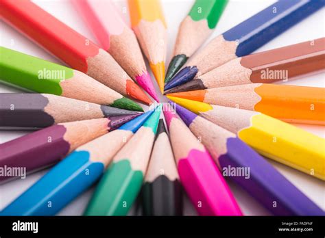 Color Pencils Isolated On White Background Close Up Stock Photo Alamy