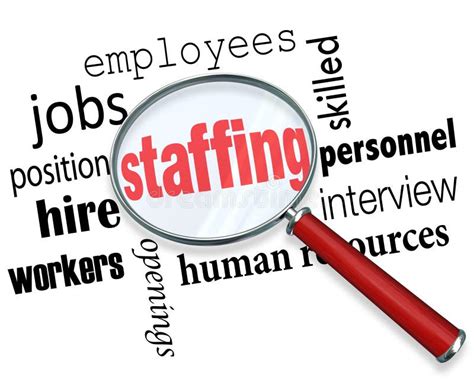 Staffing Magnifying Glass Words Human Resources Hiring Employees Stock