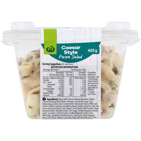 Woolworths Caesar Style Pasta Salad 400g Woolworths