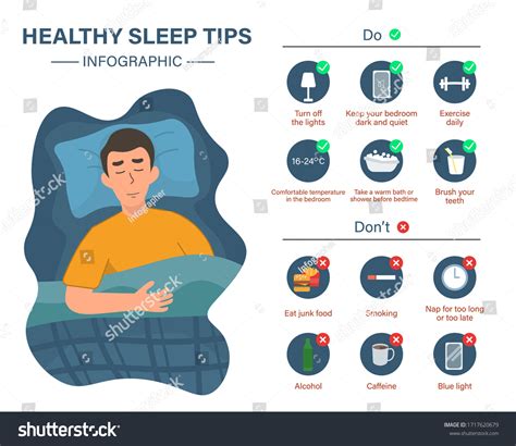 Healthy Sleep Tips Infographic Template เวกเตอร์สต็อก ปลอดค่า