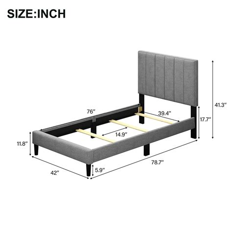 New Twin-Size Upholstered Platform Bed Frame with Headboard and Wooden ...