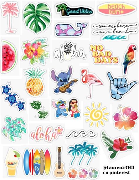 Tropical Sticker Pack Hydroflask Stickers Aesthetic Stickers Iphone