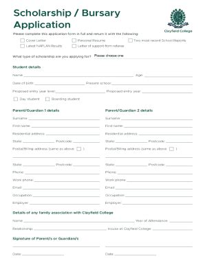 Fillable Online Forms Scholarship Cover Letters And Resumes Fax Email